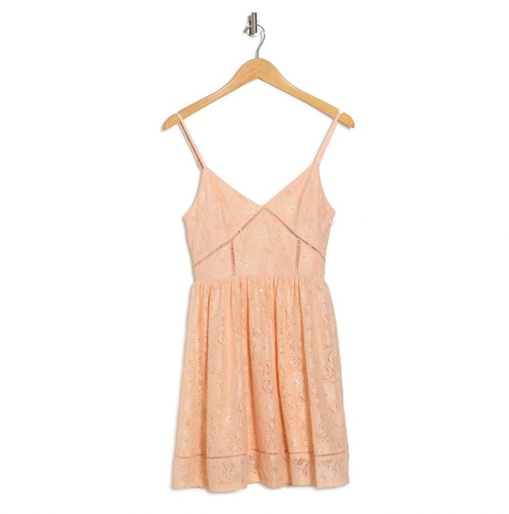 NSR Stretch Knit Lace Mini Dress, Size M